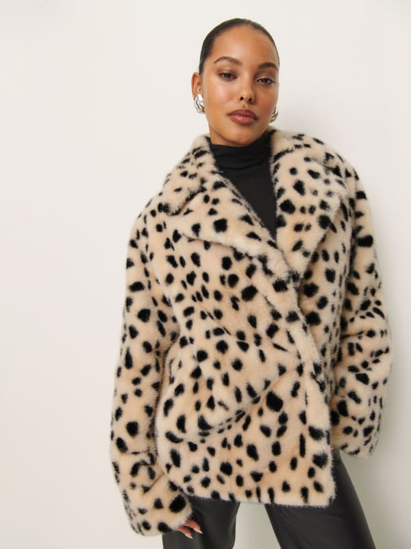 Ellie Faux Fur Coat - Dalmatian